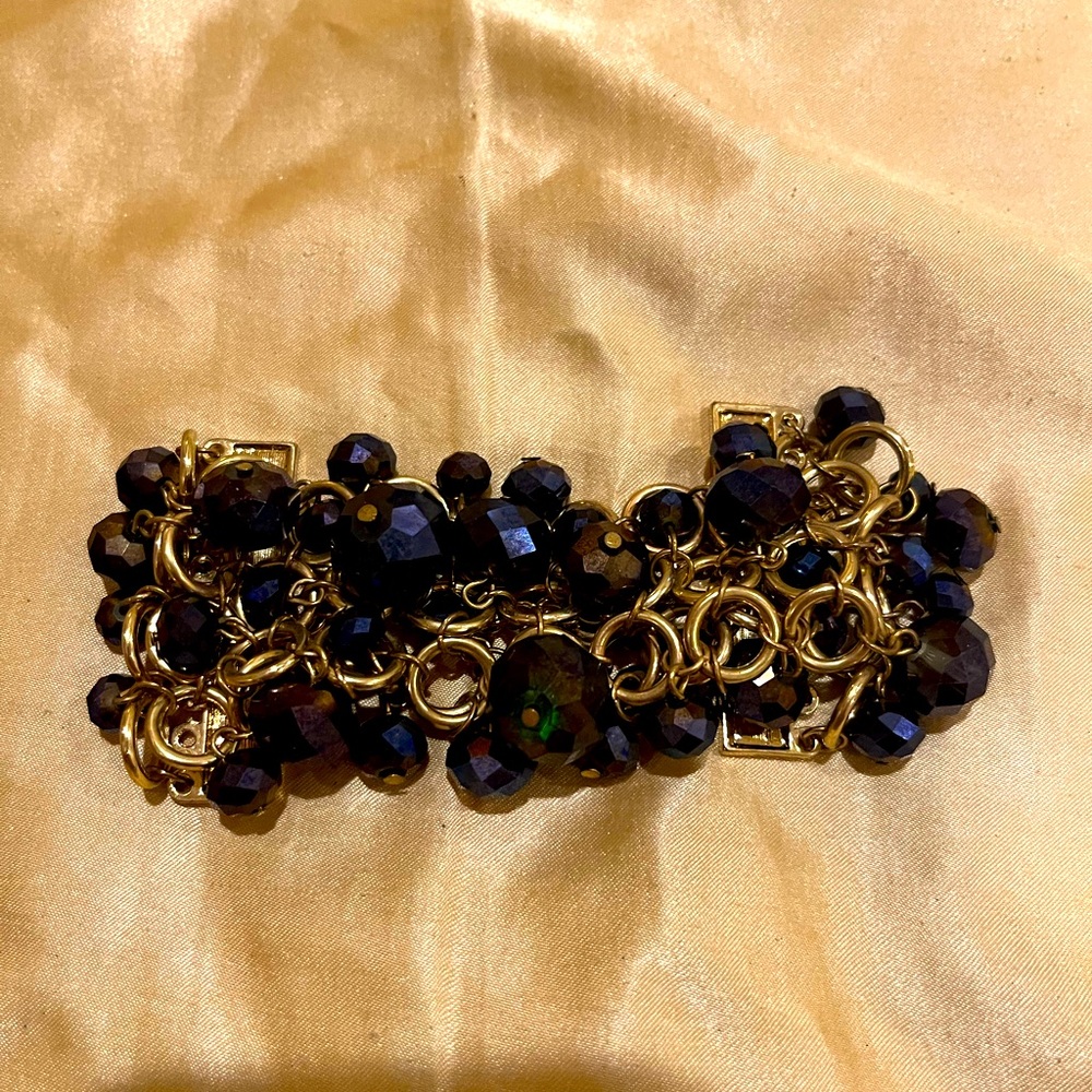 Purple and Gold Beaded Chain Bracelet